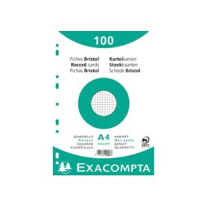 EXACOMPTA FICHES BRISTOL A4 5X5 PERFOREES