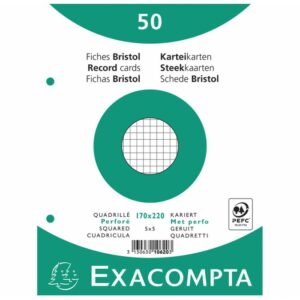 EXACOMPTA FICHES BRISTOL 17X22 5X5 PERFOREES