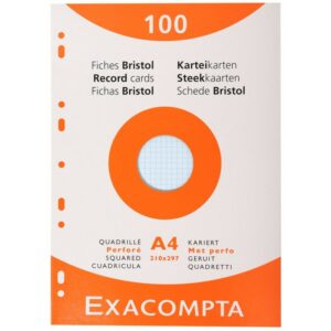 EXACOMPTA FICHES BRISTOL A4 5X5 ASSORTIE