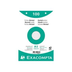 EXACOMPTA FICHES BRISTOL 148X210 5X5 PERFOREES