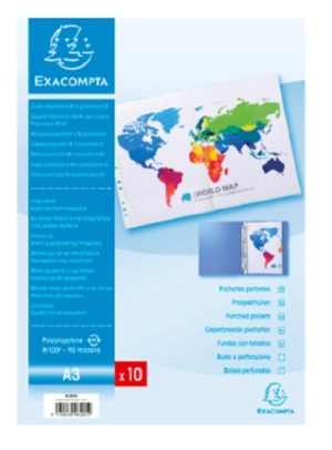 EXACOMPTA POCHETTES PERFOREES A3 SACHET DE 10