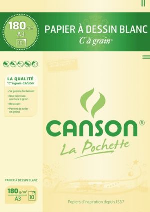 CANSON POCHETTE DESSIN C A GRAIN A3 180G