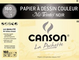 CANSON POCHETTE MI-TEINTES NOIRES 24X32