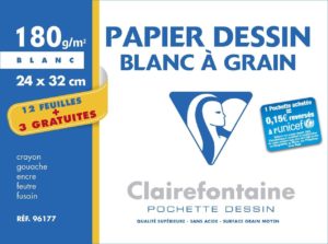 CLAIREFONTAINE POCHETTE DESSIN C A GRAIN 24X32 180G