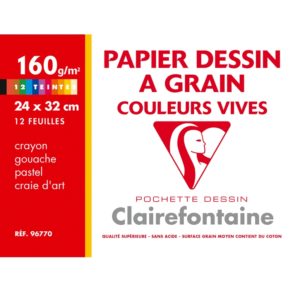 CLAIREFONTAINE POCHETTE MI TEINTES VIVES 24X32 180G