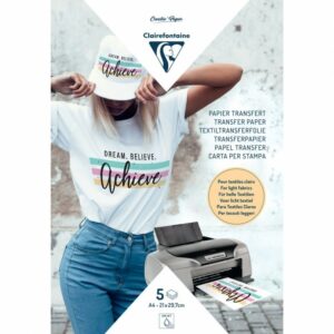 CLAIREFONTAINE PAPIER TRANSFERT TEXTILE TISSUS CLAIRS