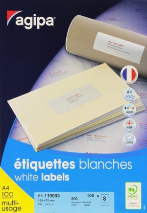 ETIQUETTES BLANCHES BUREAU A4