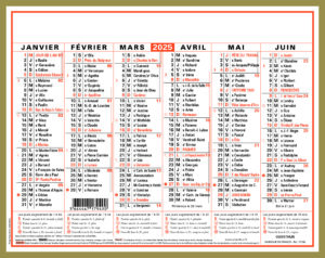 OBERTHUR CALENDRIER 2025 CLASSIC 6 MOIS 27 X 21