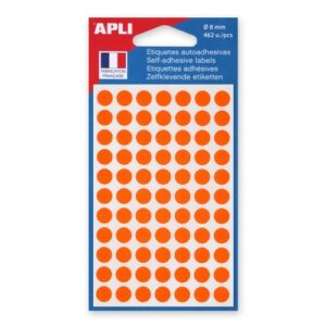 APLI ETIQUETTES RONDES 8MM ORANGE