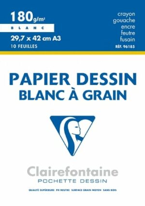 CLAIREFONTAINE POCHETTE DESSIN C A GRAIN A3 180G