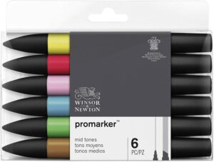 PROMARKER SET DE 6 FEUTRES TONS MOYENS