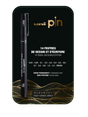 UNI PIN BOITE METALLIQUE 14 FEUTRES UNI PIN