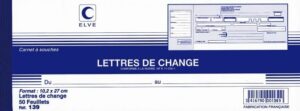 ELVE CARNET LETTRE DE CHANGE