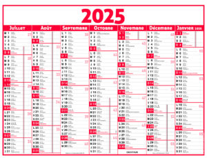 OBERTHUR CALENDRIER 2025 CLASSIC 7 MOIS 57X41 ROUGE - Image 2