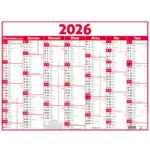 OBERTHUR CALENDRIER 2026 CLASSIC 7 MOIS 27X21 ROUGE