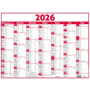 OBERTHUR CALENDRIER 2026 CLASSIC 7 MOIS 57X41 ROUGE
