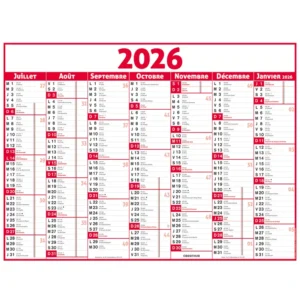 OBERTHUR CALENDRIER 2026 CLASSIC 7 MOIS 57X41 ROUGE – Image 2