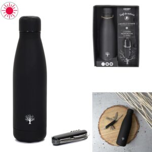 COFFRET BOUTEILLE ISOTHERME ET COUTEAU MULTI FONCTIONS