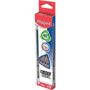 MAPED CRAYON PAPIER HB EMBOUT GOMME BOITE DE 12