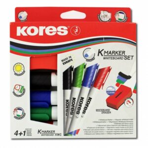 KORES KIT MARQUEURS TABLEAUX BLANCS AVEC BROSSE