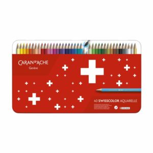 CARAN D ACHE CRAYONS DE COULEURS SWISSCOLOR BOITE METAL DE 40