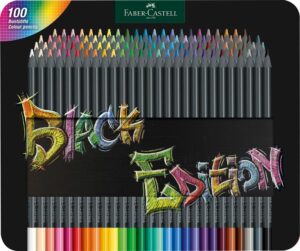 FABER CASTELL CRAYONS DE COULEURS BLACK EDITION BOITE METAL DE 100