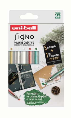 UNIBALL SIGNO CREATIF SET 5 ROLLER AVEC ETIQUETTES