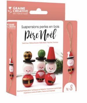 GRAINE CREATIVE SUSPENSIONS PERLES EN BOIS PERE NOEL