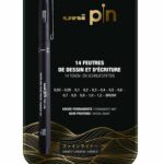 UNIBALL UNI PIN BOITE METALLIQUE 14 FEUTRES